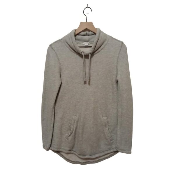 J. Crew Factory Gray Cowl Neck Long Sleeve Hi-Lo Sweatshirt Sz S - Picture 1 of 8